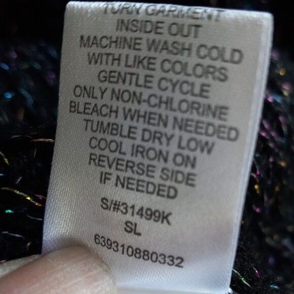 Takeout Open Knit Cardigan-Medium-Button Front-Rainbow Metallic Thread-Cozy - Picture 10 of 10